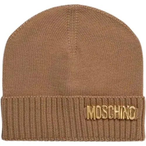 Knit Hat with Applique , female, Sizes: ONE SIZE - Moschino - Modalova