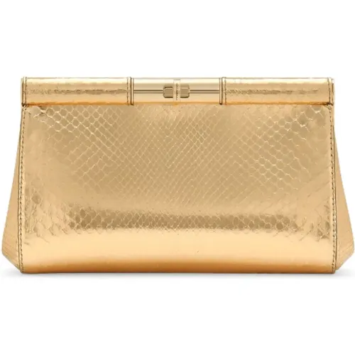 Gold-tone Snakeskin Clutch Bag , female, Sizes: ONE SIZE - Dolce & Gabbana - Modalova