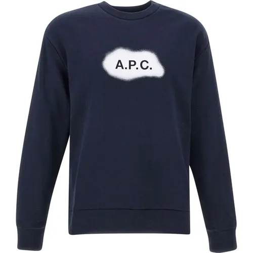 Blaues Baumwoll-Sweatshirt für Männer , Herren, Größe: L - A.P.C. - Modalova