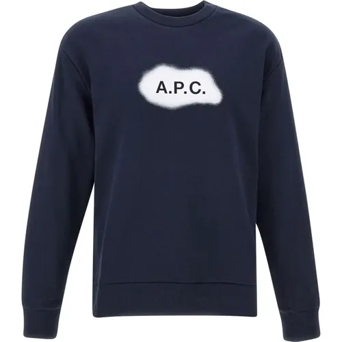 Blaues Baumwoll-Sweatshirt für Männer , Herren, Größe: XL - A.p.c. - Modalova