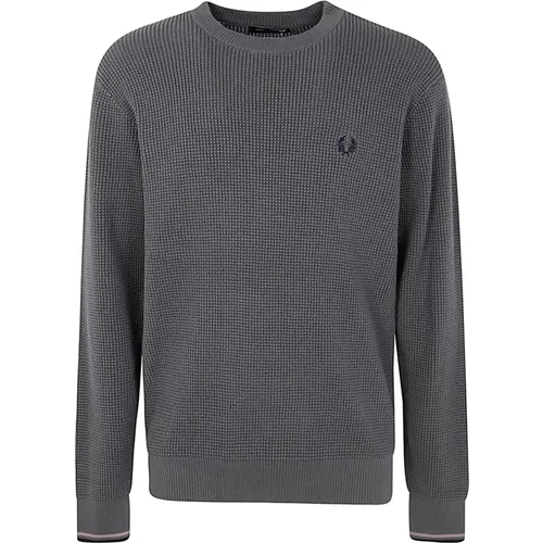 Grüner Waffle Stitch Pullover , Herren, Größe: L - Fred Perry - Modalova