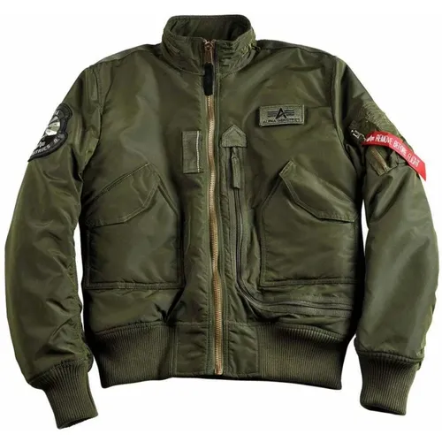 Dunkelgrüne Engine Flight Bomberjacke , Herren, Größe: L - alpha industries - Modalova