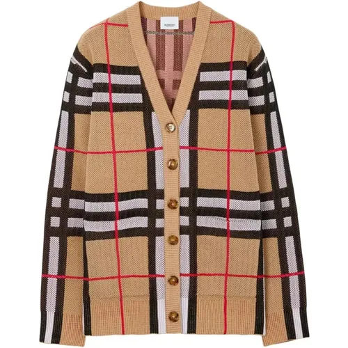 Vintage Check V-neck Cardigan , female, Sizes: XS, M, S - Burberry - Modalova