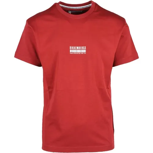 Bordeaux T-Shirt for Men , male, Sizes: S, L, M, 2XL, XL - Bikkembergs - Modalova