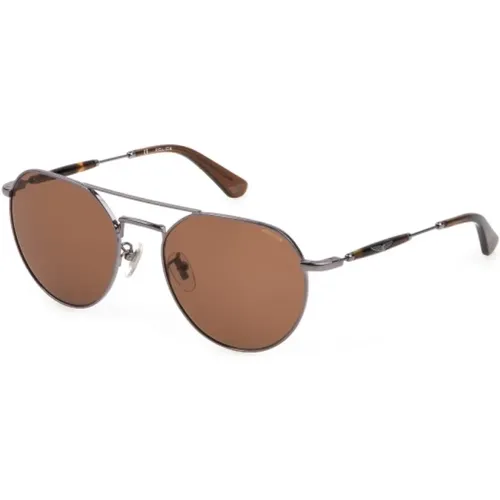 Metall Graue Sonnenbrille , Damen, Größe: 57 MM - Police - Modalova