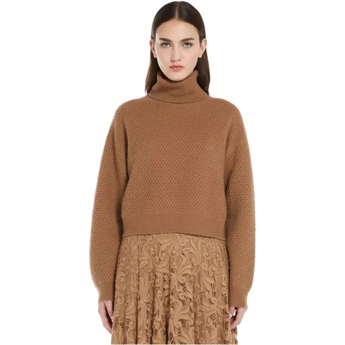 Cropped Cashmere Sweater High Neck , Damen, Größe: M - Max Mara Studio - Modalova