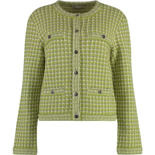 Jacquard-Strickjacke mit Taschen , Damen, Größe: M - TORY BURCH - Modalova