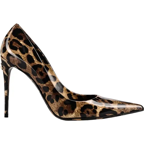 Leopard Print Leather Decolletes , female, Sizes: 4 1/2 UK, 3 1/2 UK - Dolce & Gabbana - Modalova