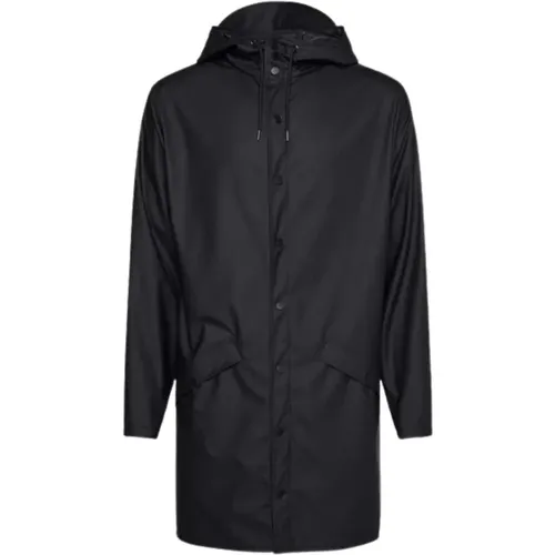 Schwarze Lange Jacke , Herren, Größe: XS - Rains - Modalova