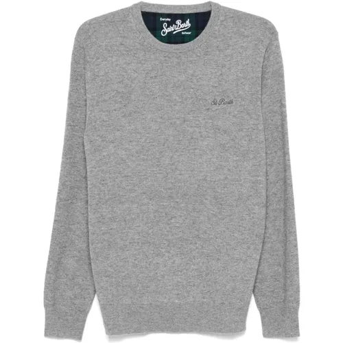 Grey Wool-Cashmere Sweater with Logo , male, Sizes: L, M - MC2 Saint Barth - Modalova