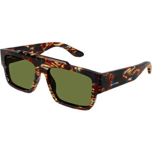 Sonnenbrille Havana/Grün , Herren, Größe: 56 MM - Gucci - Modalova