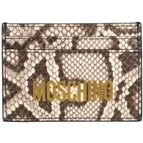 Lederkartenhalter mit Logo-Detail - Moschino - Modalova