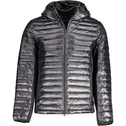 Schwarze Nylon-Kapuzenjacke mit Taschen , Herren, Größe: 2XL - Calvin Klein - Modalova