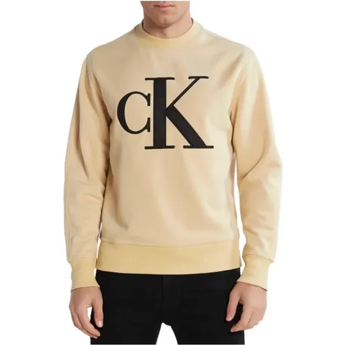 Perforated Monologo Crew Sweatshirt , male, Sizes: L, XL, 2XL - Calvin Klein - Modalova