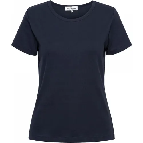 Ripp Basic T-Shirt mit kurzen Ärmeln,Geripptes Basic T-Shirt mit kurzen Ärmeln,Geripptes T-Shirt mit kurzen Ärmeln,Geripptes Basic T-Shirt - &Co Woman - Modalova