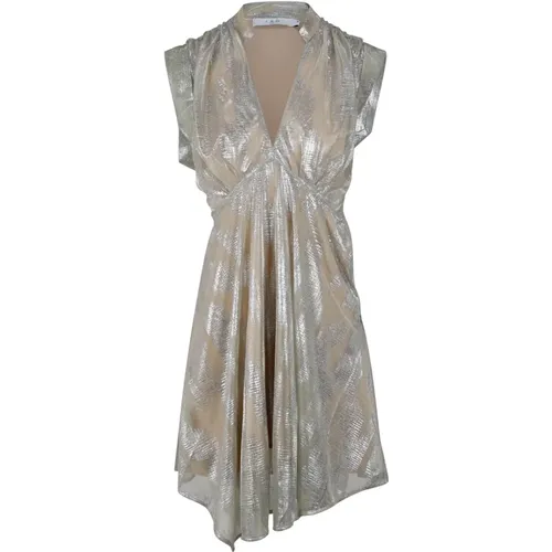 Metallic V-Neck Dress with Short Sleeves , female, Sizes: 2XS, M, S - IRO - Modalova