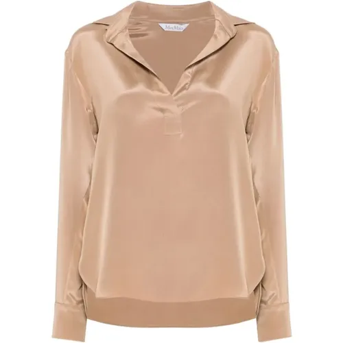 Polo Collar Shirt with Long Sleeves , female, Sizes: S, M - Max Mara - Modalova