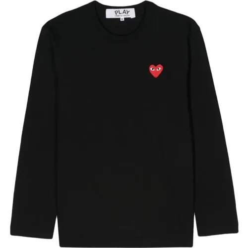 Schwarze T-Shirts und Polos mit Herz-Patch , Damen, Größe: M - Comme des Garçons - Modalova