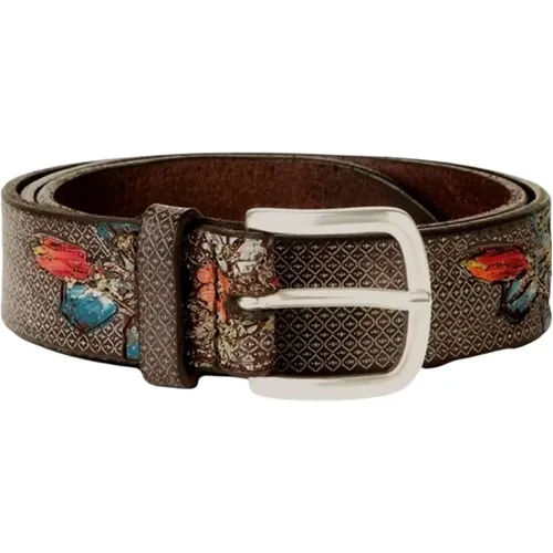 Hand-painted Belt with Floral Design , male, Sizes: 95 CM - Orciani - Modalova