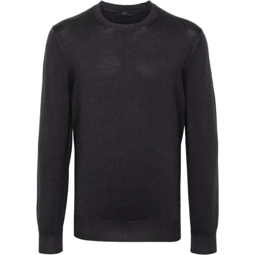 Schwarzer Pullover mit Rundhalsausschnitt , Herren, Größe: XL - Fay - Modalova