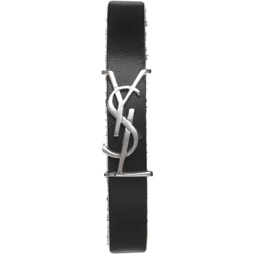 Vegan Leather Logo Bracelet , male, Sizes: S - Saint Laurent - Modalova