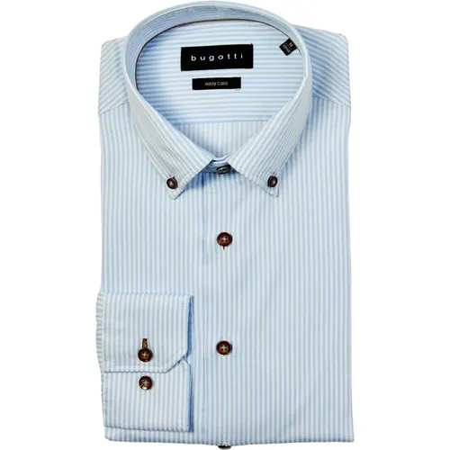 Blue Striped Long Sleeve Shirt , male, Sizes: 4XL, L, XL, 2XL, M - Bugatti - Modalova