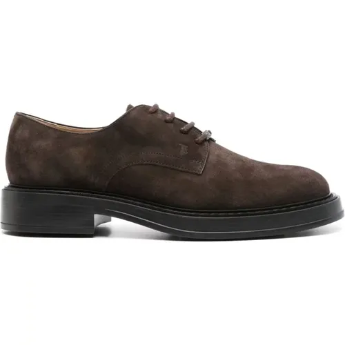 Suede Lace-up Flat Shoes , male, Sizes: 7 UK, 8 UK, 5 UK, 9 UK, 9 1/2 UK, 6 UK, 8 1/2 UK, 10 UK, 7 1/2 UK, 6 1/2 UK - TOD'S - Modalova