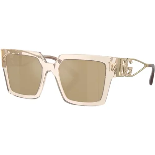 Women's Sunglasses Clear Mirror Yellow , female, Sizes: 53 MM - Dolce & Gabbana - Modalova