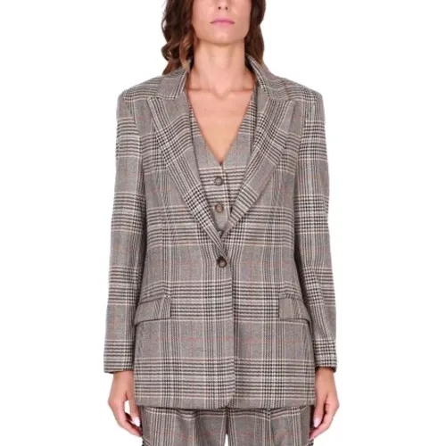 Oversized Check Blazer, , female, Sizes: M - Dixie - Modalova