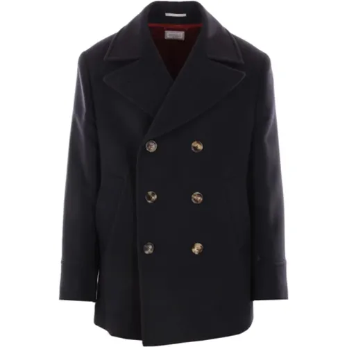 Double-Breasted Wool Coat , male, Sizes: M, XL, L - BRUNELLO CUCINELLI - Modalova