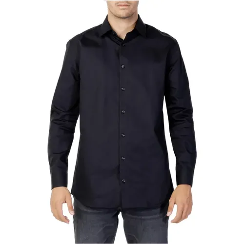 Schwarzes Langarm-Herrenhemd mit Knopfleiste , Herren, Größe: 2XL - Selected Homme - Modalova