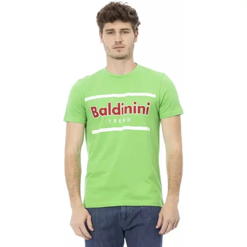 Grünes Baumwoll-T-Shirt mit Stilvollem Druck , Herren, Größe: XL - Baldinini - Modalova