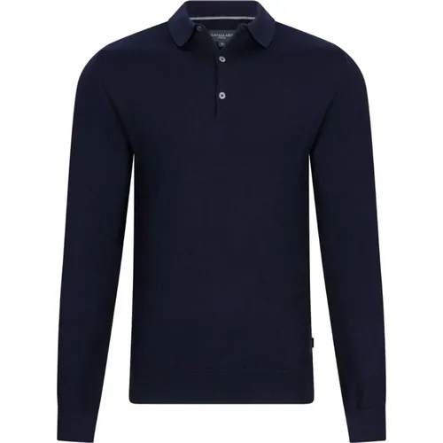 Merino Polo LS Dunkelblau , Herren, Größe: L - Cavallaro - Modalova