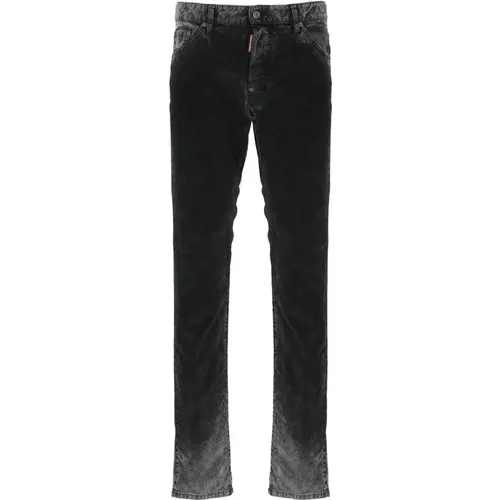 Schwarze Baumwoll-Velvet-Jeans für Männer , Herren, Größe: S - Dsquared2 - Modalova