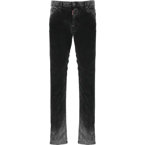 Schwarze Baumwoll-Velvet-Jeans für Männer - Dsquared2 - Modalova