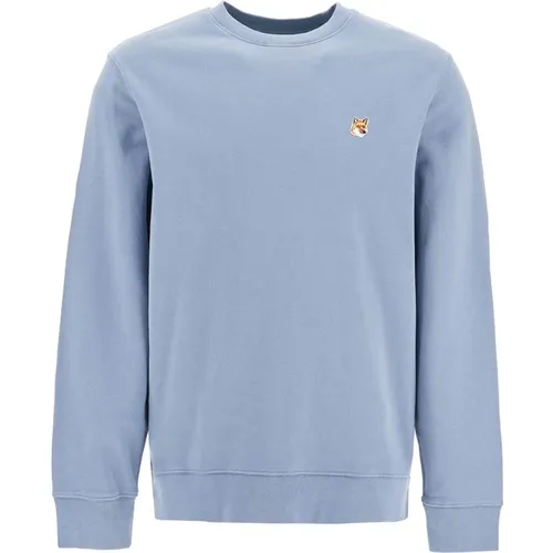 Fox Head Patch Crewneck Sweatshirt , Herren, Größe: L - Maison Kitsuné - Modalova