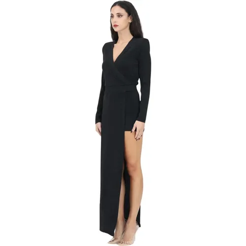 Schwarzes Langes Kleid mit V-Ausschnitt , Damen, Größe: M - Only - Modalova