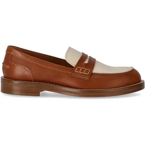 Tan Leder Pip Loafer , Damen, Größe: 38 EU - Guglielmo Rotta - Modalova