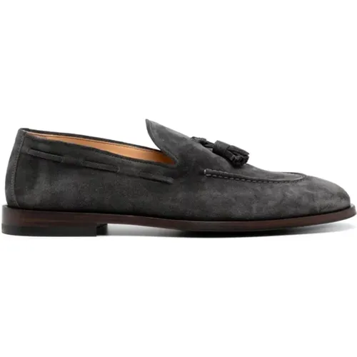 Grey Suede Tassel Detail Flat Shoes , male, Sizes: 5 UK - BRUNELLO CUCINELLI - Modalova
