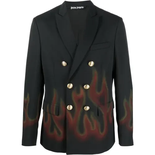 Schwarzer Wollmix-Blazer für Herren - Palm Angels - Modalova