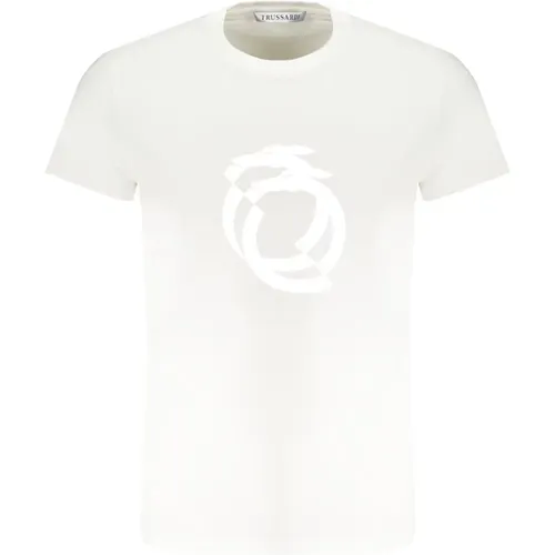 Herren T-Shirt Kurzarm Weiß , Herren, Größe: M - Trussardi - Modalova