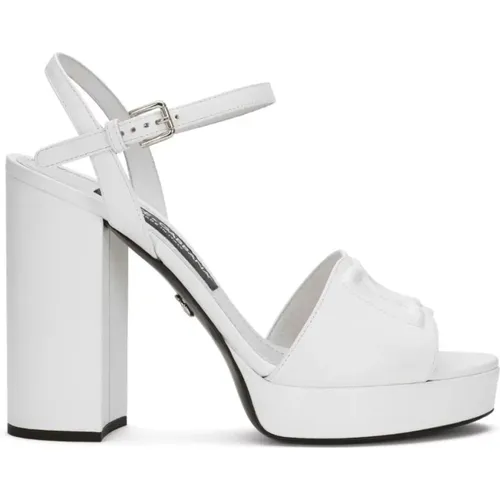 Platform Sandals in Calfskin , female, Sizes: 3 UK, 5 1/2 UK, 8 UK - Dolce & Gabbana - Modalova