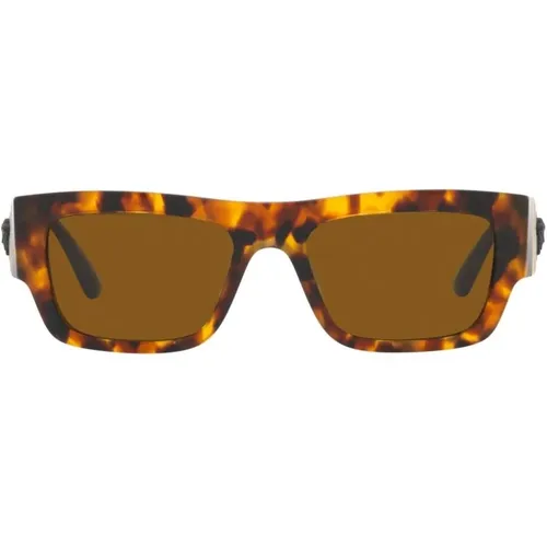 Havana Sonnenbrille mit Dunkelbronze , Herren, Größe: 53 MM - Versace - Modalova