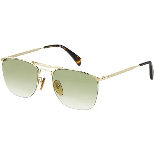 Gold/Green Shaded Sunglasses , male, Sizes: 55 MM - Eyewear by David Beckham - Modalova