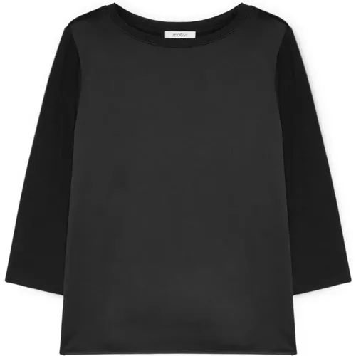 T-Shirt aus Satin und Jersey mit Lurex-Borte , Damen, Größe: M - Motivi - Modalova
