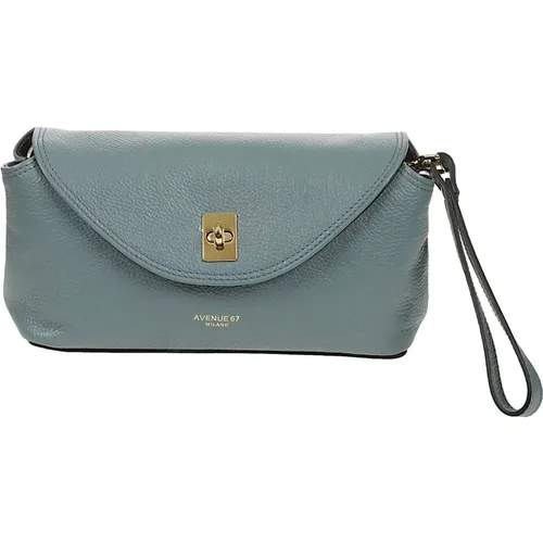 Textured Leather Flap Bag with Lock , female, Sizes: ONE SIZE - Avenue 67 - Modalova