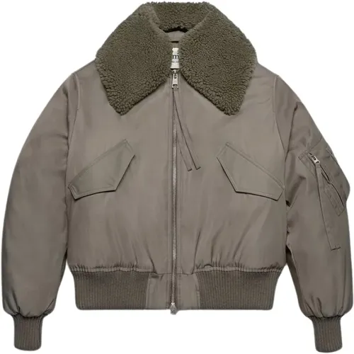 Fur Collar Boxy Bomber Jacket , male, Sizes: S, M - Ami Paris - Modalova