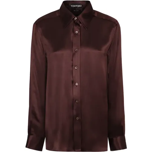 Silk Pointed Collar Satin Shirt , female, Sizes: M, XS, S - Tom Ford - Modalova