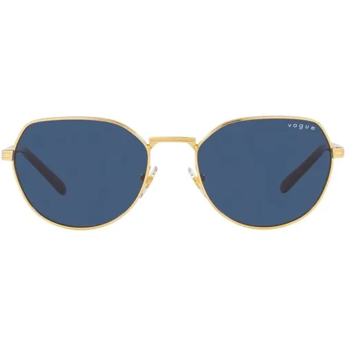 Gold/Blue Sunglasses , female, Sizes: 53 MM - Vogue - Modalova