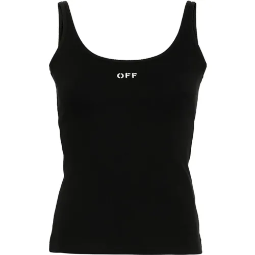 Tank Top with Embroidered Logo , female, Sizes: S, M, XS, 2XS - Off White - Modalova